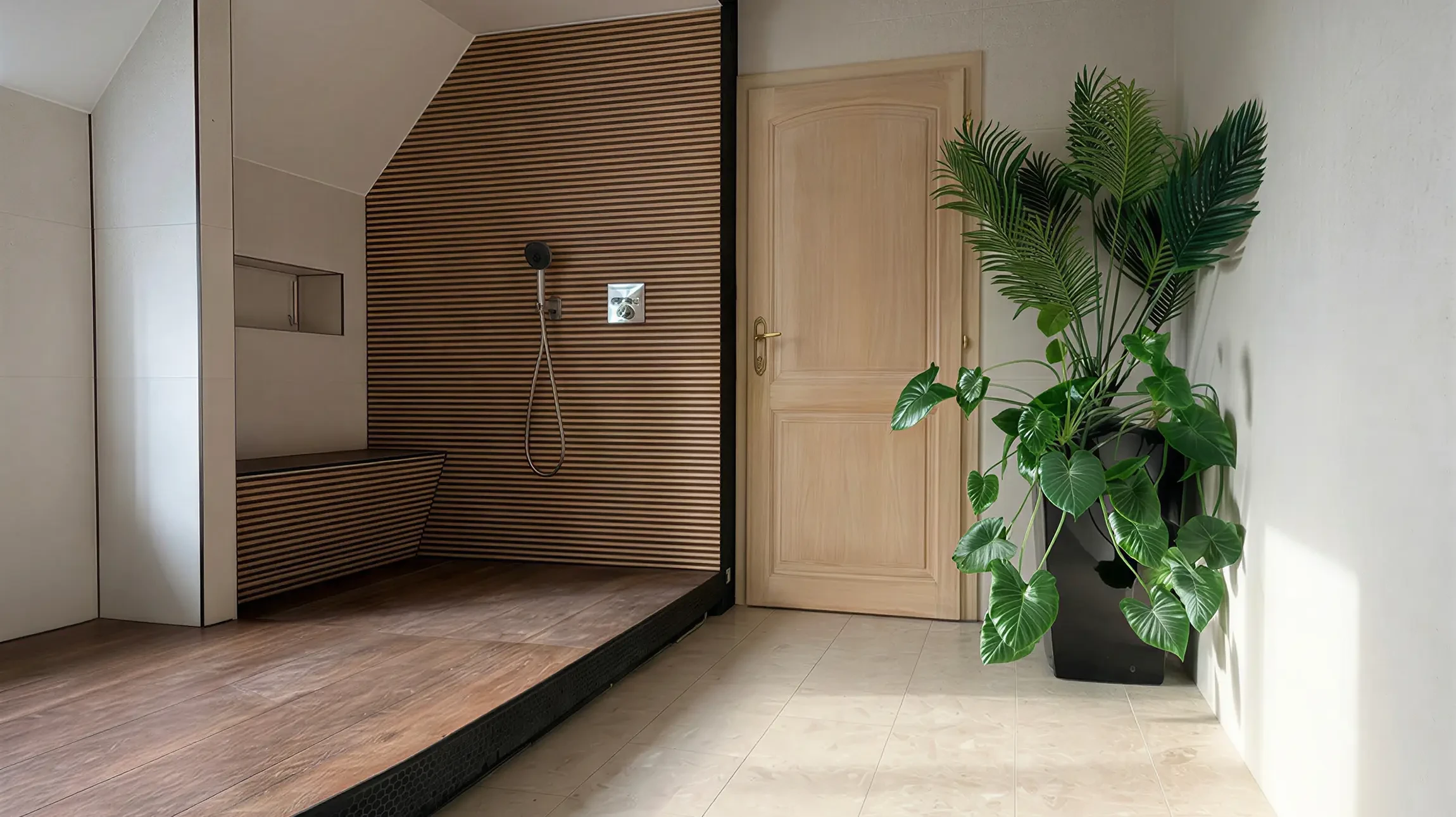 Intérieur en cours de rénovation avec artisan peintre appliquant de la peinture murale